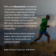 Runner in a green jacket jogging outdoors in a mountainous landscape. Overlaid text reads: “With using Resveratrol consistently, my blood panel results indicated low inflammatory response and strong cognitive indicators. I believe in its beneficial impact on protection from chronic diseases as found by the NIH, and trust Momentous to provide extremely high-quality supplements consistently. I love Momentous and its research-based, solid science approach to support my overall quality and quantity of years!” E