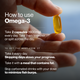 How to use Momentous Omega-3, take 2 capsules (1600mg) every day, together or split across the day. To get the most from it: take it every day, skipping days slows your progress; take it with a meal that contains fat; skip carbonated drinks with your dose to minimize fish burps. Fingers holding a single amber softgel. (319 chars)