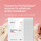 Momentous Whey Protein Isolate single-use packet, Strawberry Flavor, lying against a mound of strawberry protein powder on a pink background, under the headline Powered by ProHydrolase enzymes for enhanced protein breakdown, Fast-absorbing, easy to digest anytime, anywhere, net wt 0.9oz 24.8g, NSF Certified Sport. (327 chars)