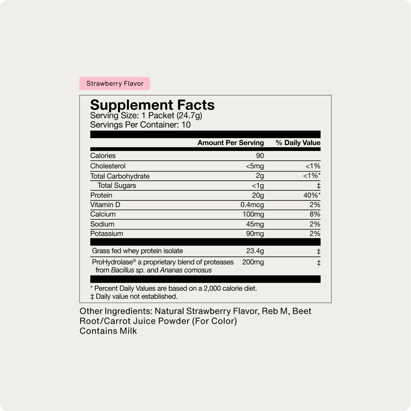 Strawberry Travel Packs supplement facts