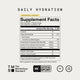 Momentous Daily Hydration Supplement Facts, Lemonade Flavor, 30 packets, serving size 1 packet 3.4g: 10 calories, 2g total carbohydrate, 150mg chloride and 100mg sodium from Hawaiian red sea salt, 50mg potassium as potassium citrate, 1g organic cane sugar, 1g organic honey powder, citric acid, natural lemon flavor, Reb M, NSF Certified Sport, gluten free, GMO free. (367 chars)