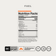 Momentous Fuel Nutrition Facts, Passion Orange Guava, 15 servings, serving size 1 scoop 33.1g: 120 calories, 300mg sodium, 28g total carbohydrate, 27g total sugars, 150mg potassium, 100mg magnesium, 3mg zinc. Ingredients: Palatinose isomaltulose, fructose, citric acid, natural flavors, salt, magnesium citrate, potassium chloride, silica, carrot and pepper juice powder color, Reb A, zinc citrate. NSF Certified Sport, The Momentous Standard, gluten free, GMO free, vegan. (473 chars)