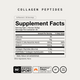 Supplement Facts label for unflavored collagen peptides powder, 30 servings, containing 15g protein and 11.6g bovine collagen