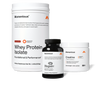 Three Momentous products on black background: Whey Protein Isolate – Chocolate Flavor, Upgraded Formula, Foundational & Performance, 1.44lb (655g); Magtein Magnesium L-Threonate – Sleep & Cognitive, 90 Capsules; Creatine – Signature Spec, Unflavored, 30 Servings, 5.3oz (150g), NSF Certified for Sport.