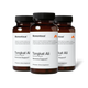 Three amber glass supplement bottles labeled “Momentous Tongkat Ali (Eurycoma longifolia) Hormone Support†.” Text includes: “Tongkat Ali, a common name for Longjack, is an herb traditionally used in Southeast Asia for its potential benefits in supporting healthy libido and hormone metabolism.” Each bottle contains 60 capsules and is labeled “Dietary Supplement.”