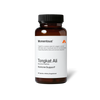 A brown glass bottle of Momentous Tongkat Ali dietary supplement is centered on a black background with a white label. Text on the label reads: “Momentous®” “Tongkat Ali, a common name for Longjack, is an herb traditionally used in Southeast Asia for its potential benefits in supporting healthy libido and hormone metabolism.†” “Tongkat Ali (Eurycoma Longifolia)” “Hormone Support†” “60 Capsules—Dietary Supplement”