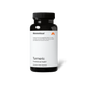 A black bottle of Momentous Turmeric dietary supplement is centered on a black background with a white label. Text on the label reads: “Momentous®” “Turmeric is a root vegetable that is rich in curcumin—an antioxidant that may support joint health and muscle recovery.†” “Turmeric” “Foundational Health†” “60 Capsules—Dietary Supplement”