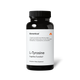 Black bottle labeled “Momentous L-Tyrosine Cognitive Function†.” Text reads: “L-Tyrosine is an amino acid that may support cognitive performance due to its role in the synthesis of epinephrine, norepinephrine, and dopamine.” Contains 60 capsules and labeled “Dietary Supplement.”