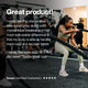 Woman exercising with battle ropes in a gym. Text reads: “Great product! I really like this vital aminos. I take it everyday along with momentous creatine and the most noticeable difference is that my body is able to handle more load and recover faster. I barely feel sore and I lift 5–6x per week! Tastes great too! Susan (Verified Customer), five stars.”