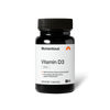 Product photo of a black Momentous Vitamin D3 bottle on a plain black background. Label text: 
