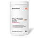 Momentous Whey Protein Isolate tub, Strawberry Flavor, 25 Servings, front-facing product shot. Label reads 