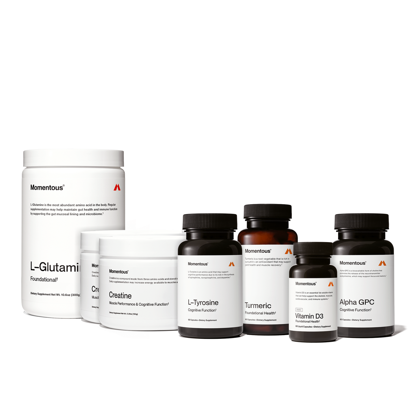 Women's GI Support Bundle which includes Turmeric, Alpha GPC, Creatine, L-Glutamine, Tyrosine, and Vitamin D3