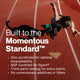 Athlete sprinting on a track. Text reads: “Built to the Momentous Standard™. Zinc picolinate for optimal bioavailability. NSF Certified for Sport®. Third-party testing for every batch. No unnecessary additives or fillers.”